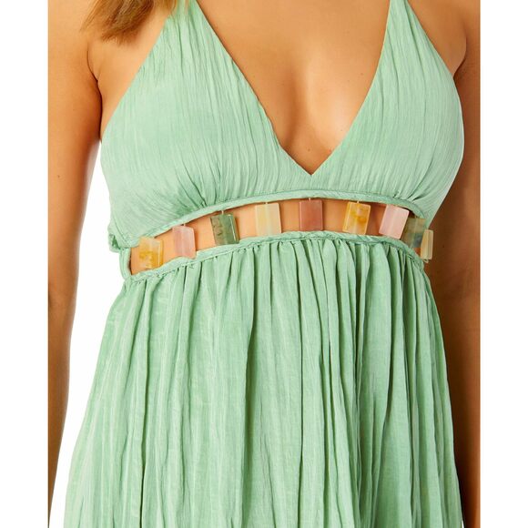 Ibiza Anne Cole Women's V-Neck Jewel Halter Green Cover-Up Dress S - Picture 6 of 6